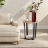 HETTHI End Table, Round Side Table with Storage Shelf, Easy Assembly, Industrial Accent Furniture with Steel Frame, Heather Greige