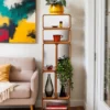 HETTHI Single Modular Floor Shelf Stackable Wooden Oak Shelving Unit, Multipurpose Organization for Bedroom Living Room Office