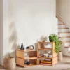 HETTHI Single Modular Floor Shelf Stackable Wooden Oak Shelving Unit, Multipurpose Organization for Bedroom Living Room Office