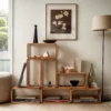 HETTHI Single Modular Floor Shelf Stackable Wooden Oak Shelving Unit, Multipurpose Organization for Bedroom Living Room Office