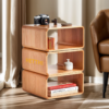 HETTHI Single Modular Floor Shelf Stackable Wooden Oak Shelving Unit, Multipurpose Organization for Bedroom Living Room Office
