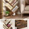 HETTHI Tree Bookshelf, 5-Tier Bookcase, Small Bookshelf, Space-Saving Corner Shelf, Book Tree, Holds Books, CDs, Games, for Bedroom, Living Room, Home Office
