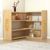 HETTHI 4-Tier Wooden Bookshelf, Expandable 25-47 inch Wide Bookcase, Modern Freestanding Bookcas for Small Space or Corner (Natural)