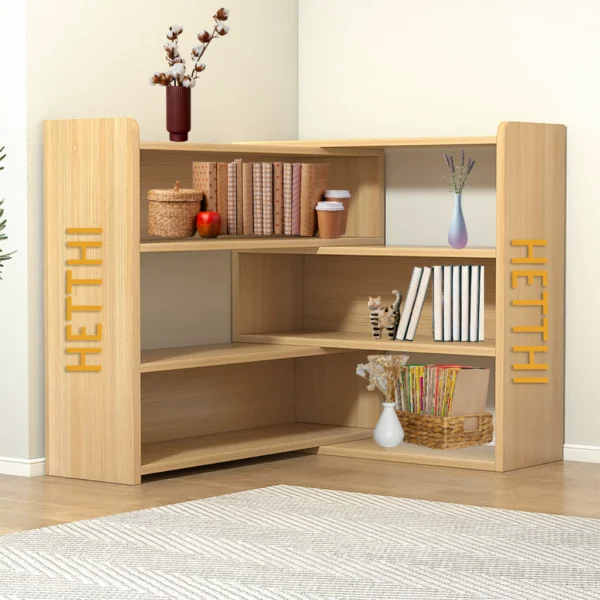 HETTHI 4-Tier Wooden Bookshelf, Expandable 25-47 inch Wide Bookcase, Modern Freestanding Bookcas for Small Space or Corner (Natural)