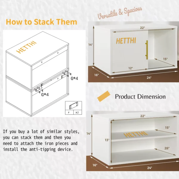 HETTHI Cube Storage Organizer, White Stackable Bookshelf, Modular Cubby Storage System, Cubby Organizer Wooden Display Shelf for Closet, Living Room, Bedroom, Apartment, Dorm